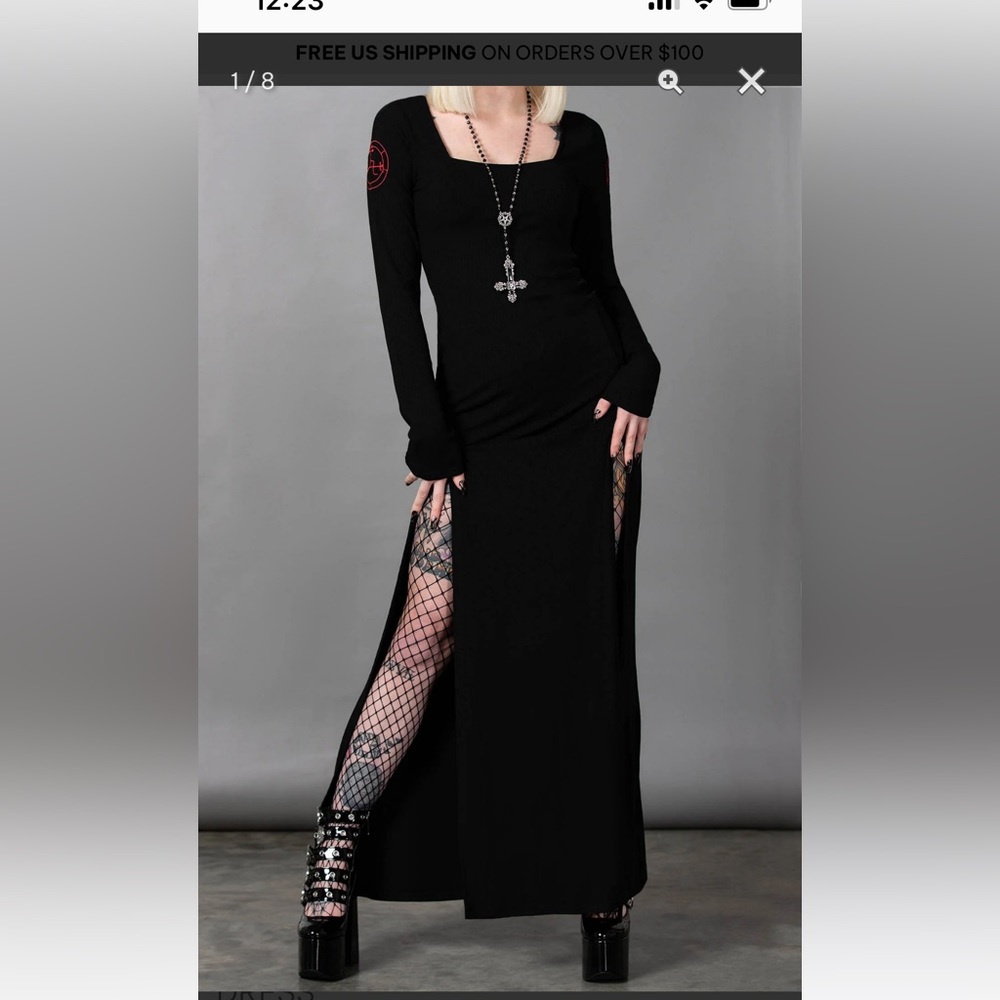 Lilith’s Rage stretch long sleeve dress ribbed 90s demonology ars Goetia gothic